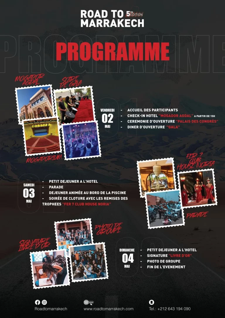 programme motocycle évent road to marrakech 5